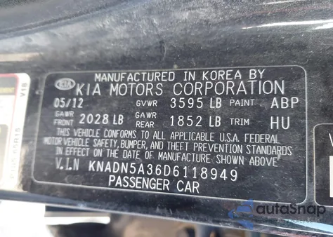 2013 Kia Rio Ex from USA, damaged, VIN KNADN5A36D6118949